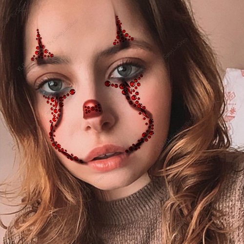 2 PCS Face Gems Jewels Tattoos for Halloween, Day of the Death Face Jewels Crystals Face Gems Stick on Halloween Makeup Costume Stickers for Halloween Festival Rave Party Outfit