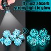 FONVGOGO Glow in The Dark DND Dice Metal Dungeons and Dragon Dice of 7 Polyhedral Dice Set Hollow Metal Vine D&D Dice D and D RPG Dice for Role Playing Game (Vine Glow Blue)