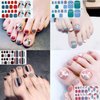 DANNEASY 20 Sheets Toe Nail Stickers Full Nail Wraps Self Adhesive Toenail Polish Strips Toes Nail Stickers Toenail Stickers Polish Manicure Sticker with Nail File, Cuticle Stick