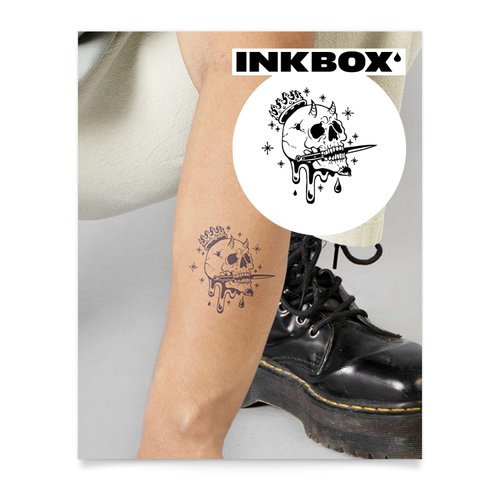 Inkbox Temporary Tattoos, Semi-Permanent Tattoo, One Premium Easy Long Lasting, Water-Resistant Temp Tattoo with For Now Ink - Lasts 1-2 Weeks, King of Violence, 3 x 3 in