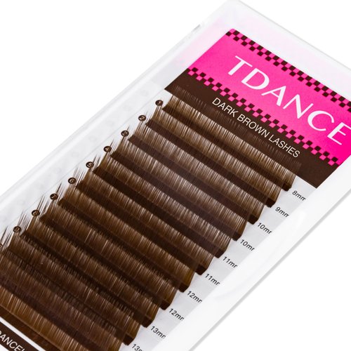 TDANCE Dark Brown Lash Extensions Colored Lash Extensions 0.03/0.05/0.07/0.1/0.15mm C/CC/D/DD/J/B/L Curl Premium Brown Eyelash Extensions Salon Use (Dark Brown,0.05-L,8-15mm)