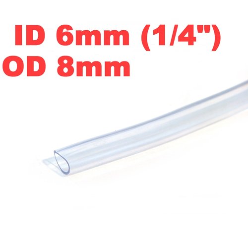 1/4" ID 25Ft 7.5 Meter PVC Clear Vinyl Tubing Flexible Air Vacuum Aquarium Hose