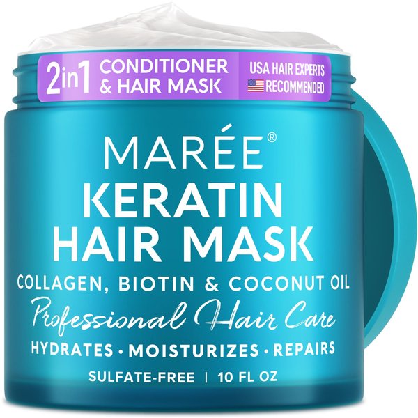 MAREE Hair Mask for Damaged Hair - Keratin Hair Treatment Conditioner - Extremely Deep Conditioning Hair Mask for Dry Damaged Hair and Growth, Hydrating and Repair, Keratina Mascarilla Para el Cabello