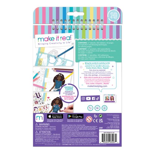 Make It Real – Fashion Design Sketchbook: City Style - Inspirational Fashion Design Coloring Book for Girls - Includes Sketchbook, Stencils, Stickers, and Fashion Design Guide