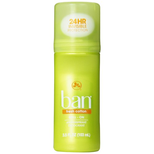 Ban Roll-On Deodorant, Fresh Cotton - 3.5 oz