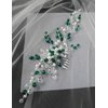 Aimimier Bridal Emerald Hair Vine with Comb Green Crystal and Pearl Hair Comb Boho Wedding Hair Accessories for Women and Girls