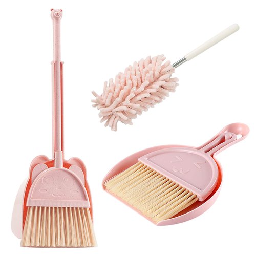 Kalolary 5 Pcs Mini Broom and Dustpan Set, Mini Broom with Dustpan for Home, Little Broom Dustpan Set with Extendable Duster for Cleaning for Office Home Table Desk Key Board