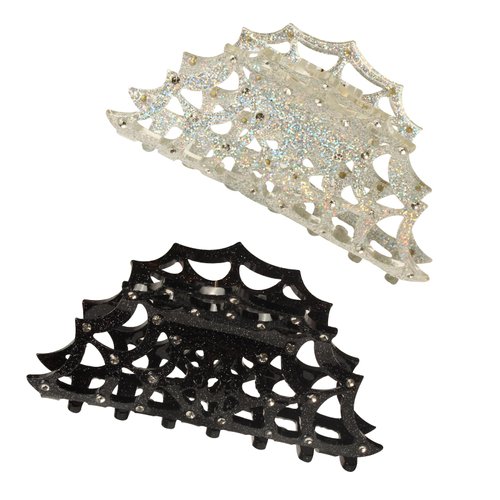 Spiderweb Hair Clip 3.7inch Halloween Silver Glitter Hair Claw Clips for Women Hair Accessories P...