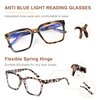 EASY READ 3 Pairs Reading Glasses for Women, Squre Computer Blue Light Blocking Anti UV Readers with Spring Hinge (Black/Tortoise/Grey, 1.50, multiplier_x)