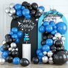 Black Blue Silver Balloon Garland Kit, Blue Silver Balloon Garland Kit with Black Blue and Silver Latex Balloons, Black Blue Silver Balloon Arch Kit for Boys Men Birthday Party Decorations