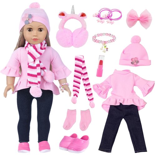 UZIDBTO American Doll Clothes and Accessories for 18 Inch Doll Includes Pretend Makeup Kit Stuff Girls Gift（Doll not Including）