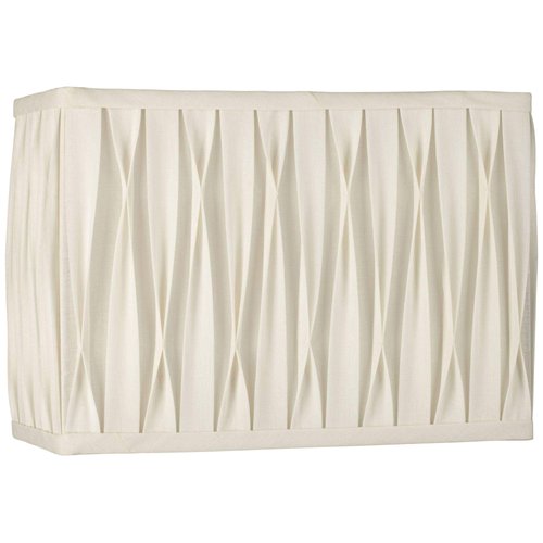 White Pinched Pleat Medium Rectangle Lamp Shade 14" Wide x 7" Deep x 10" High (Spider) Replacement with Harp and Finial - Springcrest