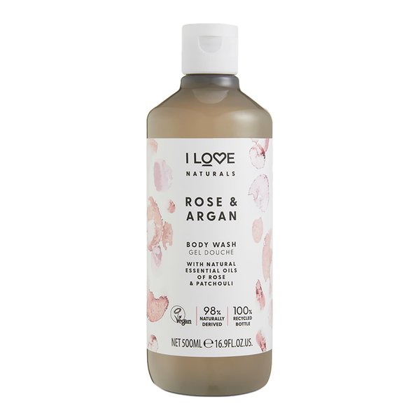 I Love Naturals Rose and Argan Body Wash - Moisturizing Body Wash - Infused with Essential Oils - Plant-Based Body Cleanser - 16.9 oz