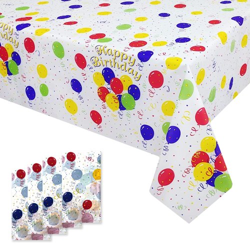 Rainbow Table Cloth 4 Pack Birthday Table Decorations Disposable Plastic Table Cloth Party Table Cover Colorful Tablecloth for Baby Shower Birthday Party Decorations 54" X 108" (Rainbow 4 Pack)