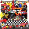 Monster Big Truck Machine Jame Birthday Decorations Set Including Backdrop, Balloon Garland, Banner, Tablecloth, Cake Topper