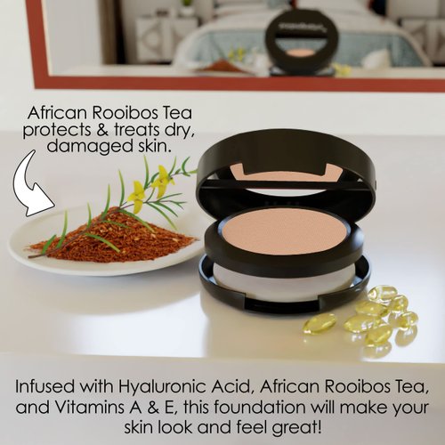 Bodyography Anti Aging Face Powder (Medium Dark): Matte Oil-Free Salon Foundation Powder Makeup w/ Vitamin E, C & Antioxidants | Gluten-Free, Cruelty-Free, Paraben-Free