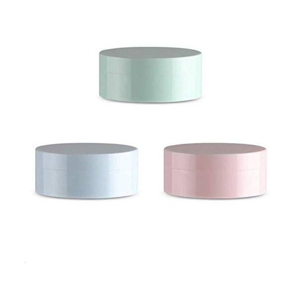 LASSUM 3 Pieces 5ml Plastic Empty Loose Powder Container Make-up Loose Powder Puff Box Case with Sifter and Lids (Random Color)