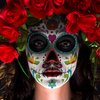 Day of the Dead Face Tattoos, Halloween Temporary Tattoo 10 Pack Dia de Los Muertos Skeleton Makeup Kit Catrina Red Rose Sugar Skull Full Face Stickers for Women Kids Halloween Accessories and Parties