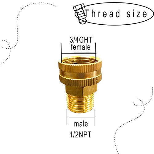 YOUHO Garden Hose Adapter Brass 3/4” GHT Female x 1/2” NPT Male Connector, GHT to NPT Adapter Brass Fitting, Garden Hose to Pipe Fittings Connect, Garden Pipe Joint Extension Repair Fitting