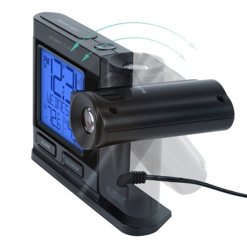 La Crosse Technology 616-41667-INT Black Atomic Projection Alarm Clock with Temperature