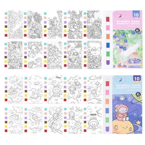 Watercolor Painting Paper Set for Kids&Adults Beginners Creative All in One Pocket Watercolor Painting Book DIY Paint with Water Line Sketch Watercolor Coloring Kit for Kids(20PCS)(Flower&Space)