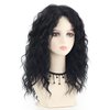 SEVENCOLORS Long Black Curly Wigs for Women Natural Wavy Black Wig with Bangs Costume Cosplay Party Synthetic Hair Wigs