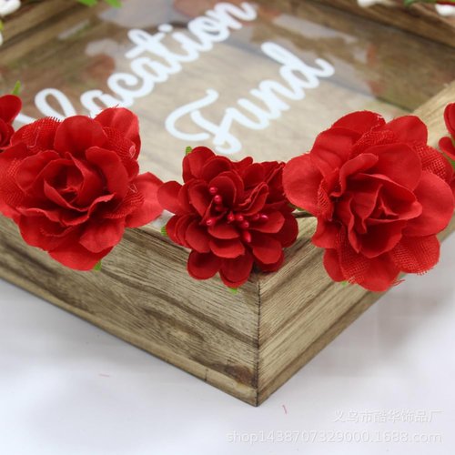 AKOAK 1 Pack Flower Crown, Bohemian Wreath for Girls Floral Tiara, Wedding Headband, Bride Bohemian Wreath/Baby Shower/Photo/Toddler (Red)