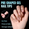 TOMICCA Short Almond Nail Tips, 504Pcs Soft Gel Nail Tips, 12 Sizes Pre-Shaped Half Matte Fake Clear Gelly Tips, Press on Acrylic Nails for Nail Extension DIY Nail Salon