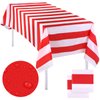 Elcoho 2 Pack Red and White Stripes Tablecloth Plastic Stripe Table Cover Carnival Circus Tablecloths for Carnival Circus Themed Party Decorations Movie Night Birthday Party Supplies