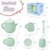MCGMITT Silicone Tea Set, Tea Party Set for Little Girls Boys, 15 Pcs BPA Free Dishwasher Safe Pretend Tea Set for Toddlers Kids Age 3-6, Cute Toy Kitchen Accessories for Children Birthday Gifts