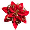 Holiday Red Poinsettia with Gold Glitter Hair Flower Clip and Brooch PIn