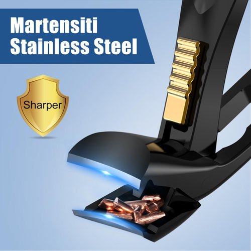 SHINLEA Angled Head Nail Clippers for Seniors Thick Nails, German Professional Fingernail ToeNail Clippers with Catcher and Sharp Wide Opening, Nail Clipper Set for Men Women Pregnant