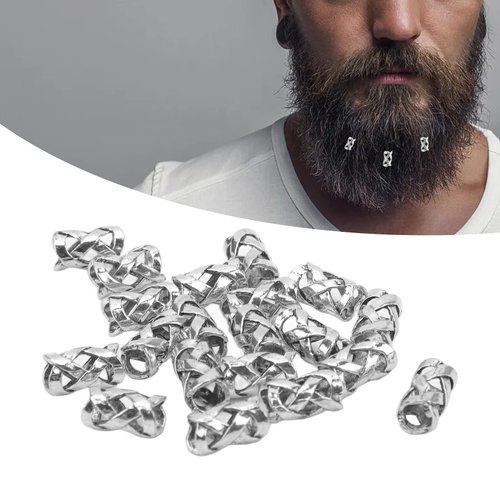 20Pcs Beard Bead Hair Tube Beads Norse Runes Hair Beard Beads for Bracelets Pendant Necklace DIY,Braiding Beads for Hair Braids Beads Kits