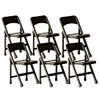 Set of 6 Black Plastic Toy Folding Chairs for Wrestling Action Figures