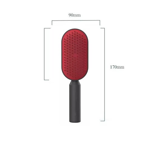 Self-Cleaning Hair Brush - 3D Air Cushion Massager, Airbag Massage Comb, Shaping Comb, Massage Brush, Anti-Static - Unisex, Suitable for All Hair Types (Red)