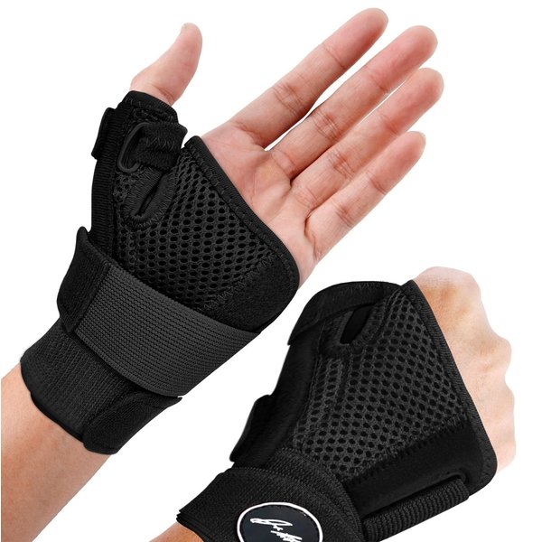 Doctor Developed Thumb Brace for Arthritis/Thumb Splint/Thumb Support for Men & Women - Trigger Thumb Spica Splint - Thumb Splint for Right Hand/Left- FDA Medical Device & Handbook (Black, Single)