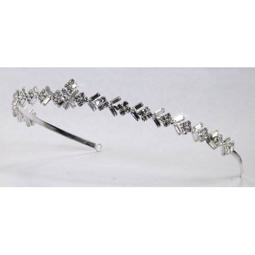 Wedding Bridal Tiara Headband of Rhinestone Accented with Baguette Rhinestone #84J6cs
