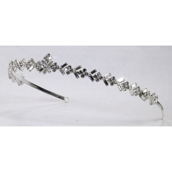 Wedding Bridal Tiara Headband of Rhinestone Accented with Baguette Rhinestone #84J6cs