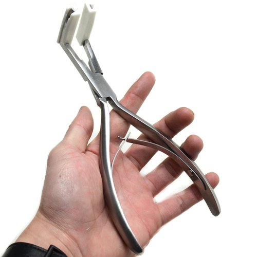 Jozlynn Tape in Hair Extensions Pliers Silvery Stainless Steel Flat Surface Extensions Tape Sealing Clamp Pliers Tool (Silvery)