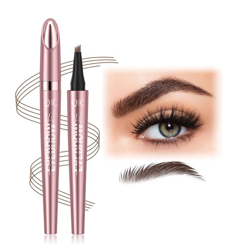 Microblading Eyebrow Pen - Magic 4-Tip Eyebrow Pencil for Women - Natural-Looking, Hair-Like Defined Brows with Microblade Pen (DARK COFFEE)