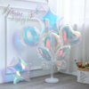 Iridescent Foil Balloons, 9 Pcs Songstar Butterfly Heart Star Transparent Balloons with Holographic Banner for Bachelorette Party Decorations Girls Birthday Summer Disco Baby Shower Party Supplies