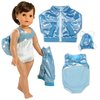 Sophia's 18" Inch Doll Gymnastics Clothes Set, 3 pc. Blue and Silver Sleeveless Leotard, Drawstring Backpack, and Zipped Bomber Jacket, Sport Themed Accessories & Outfit Set