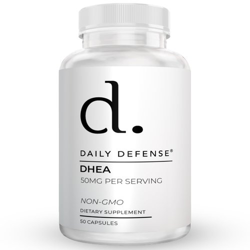 Daily Defense DHEA 50mg for Men & Women DHEA Supplement for Women & Men - A Higher Dose of DHEA Vitamins for Vitality, Energy Boost, & Mood Support - Pure DHEA 50 mg per Capsule - 50 Capsules