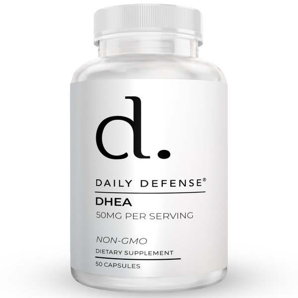 Daily Defense DHEA 50mg for Men & Women DHEA Supplement for Women & Men - A Higher Dose of DHEA Vitamins for Vitality, Energy Boost, & Mood Support - Pure DHEA 50 mg per Capsule - 50 Capsules