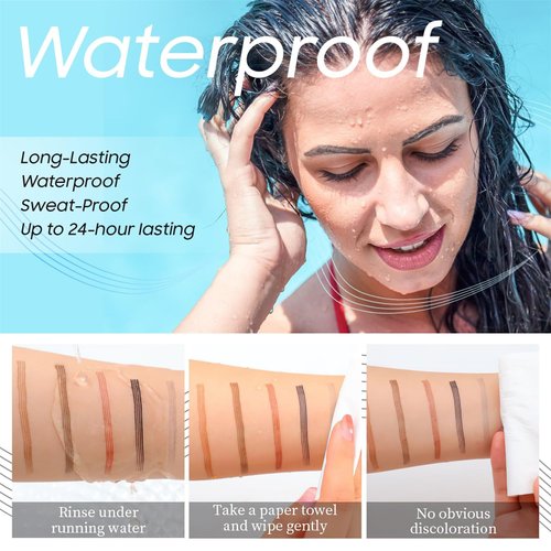 Eyebrow Pencil Microblading Pen, Liquid Brow Pencil With 4 Micro-Fork Tip, Eyebrow Long-Lasting Waterproof, Smudge-Proof Eyebrow Makeup, Natural Eyebrow Hair Stays on All Day (Dark Brown)