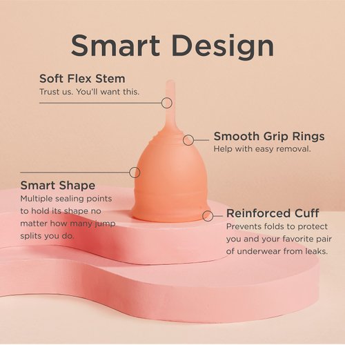 Saalt Soft Menstrual Cup - Best Sensitive Reusable Period Cup - Wear for 12 Hours - Tampon and Pad Alternative (Regular Grey, Small Desert Blush, Regular Grey, Small Desert Blush)