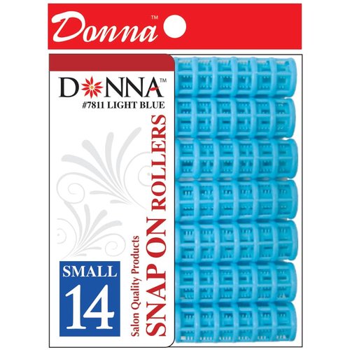DONNA Snap on Rollers Rollers Foam Hair Rollers Hair Curlers Hair Clips for Hairdressing Styling Heatless Hair Curler 1/2"(D) SMALL LT. BLUE 14PCS