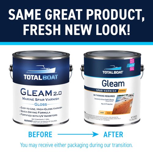 TotalBoat - 409314 Gleam Marine Spar Varnish, Gloss and Satin Polyurethane Finish for Wood, Boats and Outdoor Furniture (Clear Gloss Quart)