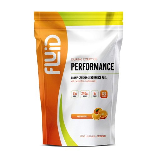 Fluid Performance - Low Sugar Endurance Fuel Sports Drink Mix with Electrolytes, All Natural Ingredients, Gluten-Free for Before or During Exercise (Fresh Citrus, 30 Serving)