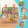 Hypeety Bird Toys Parrot Foraging Toys Bird Chew Toys Parakeet Shredding Seagrass Climbing Mat with Various Toys for Conure, Cockatiel, Lovebird, Parakeet, Budgie (M(Solla Ball))